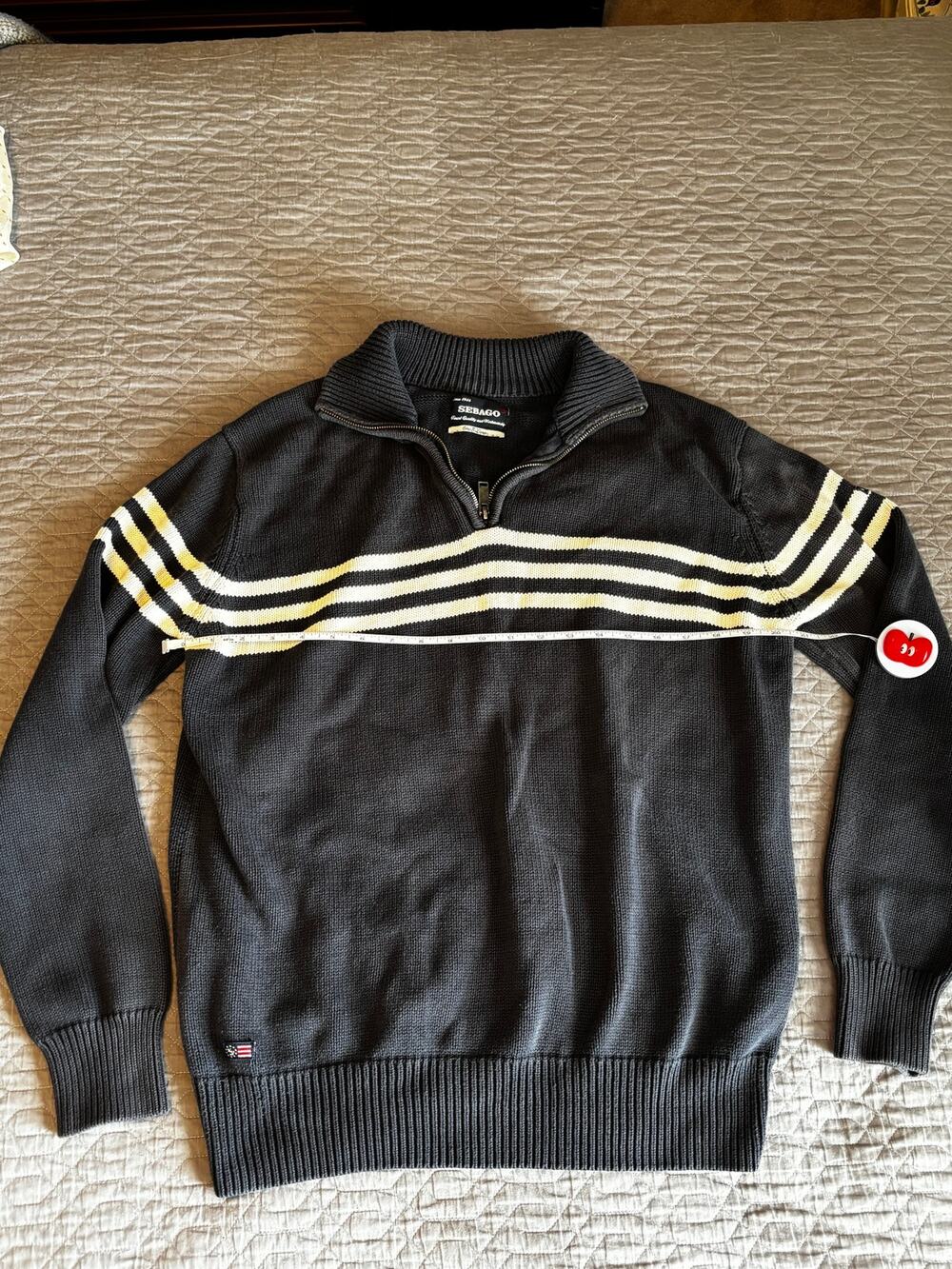 Sebago Quarter-zip Navy and White Sweater